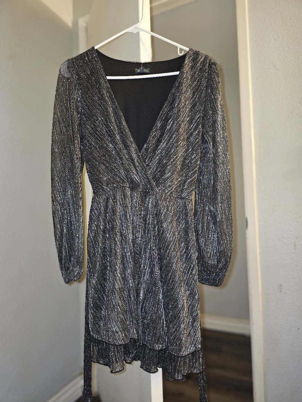 Lily Rose Silver Metallic Party Dress